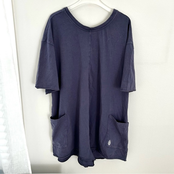 🍒NWOT Free People Hot Shot Tee Romper. Indigo Blue. Size: Medium - Picture 3 of 10